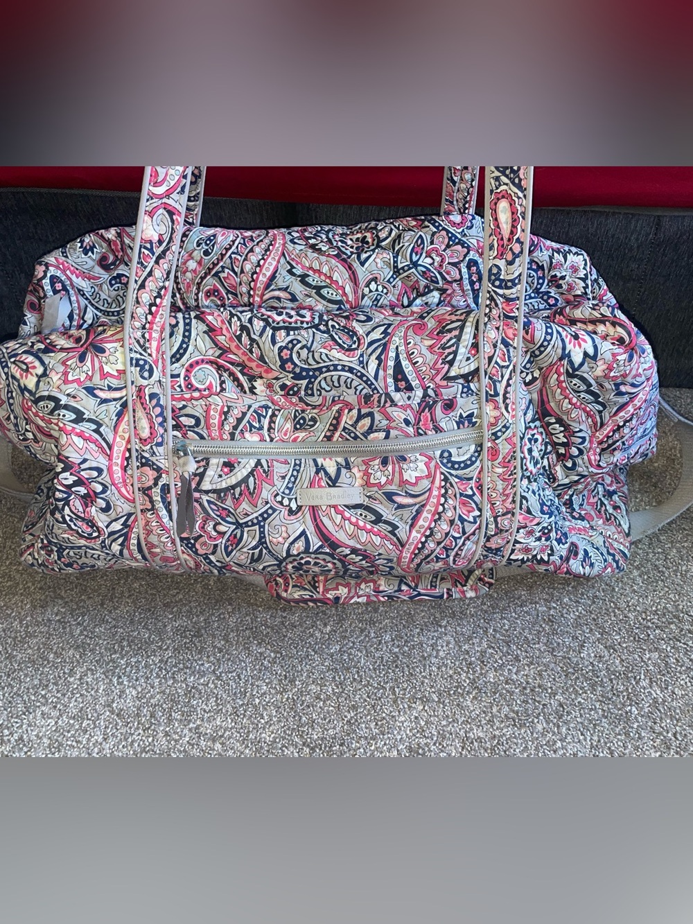 Vera Bradley Pink Paisley Large Quilted Travel Tote